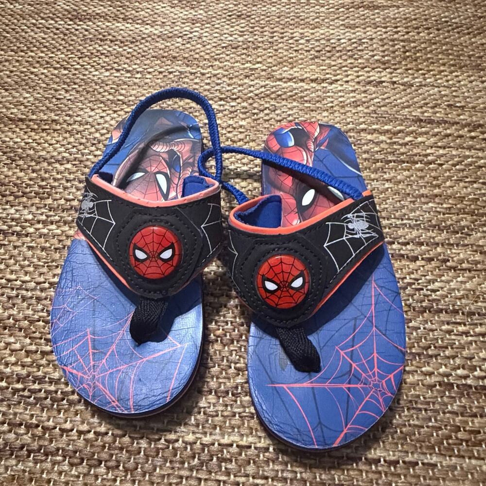 Marvel Spider-Man Toddler Flip Flop Sandals with Ankle Strap Size 11-12